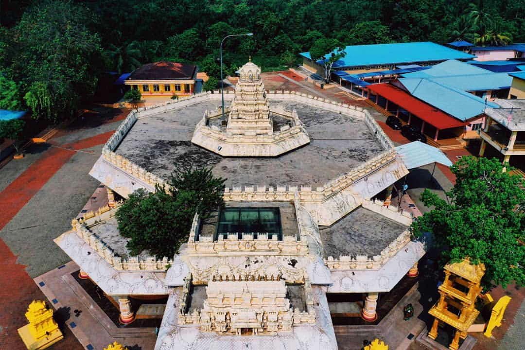 Indian temples in Malaysia - overhead view of temple