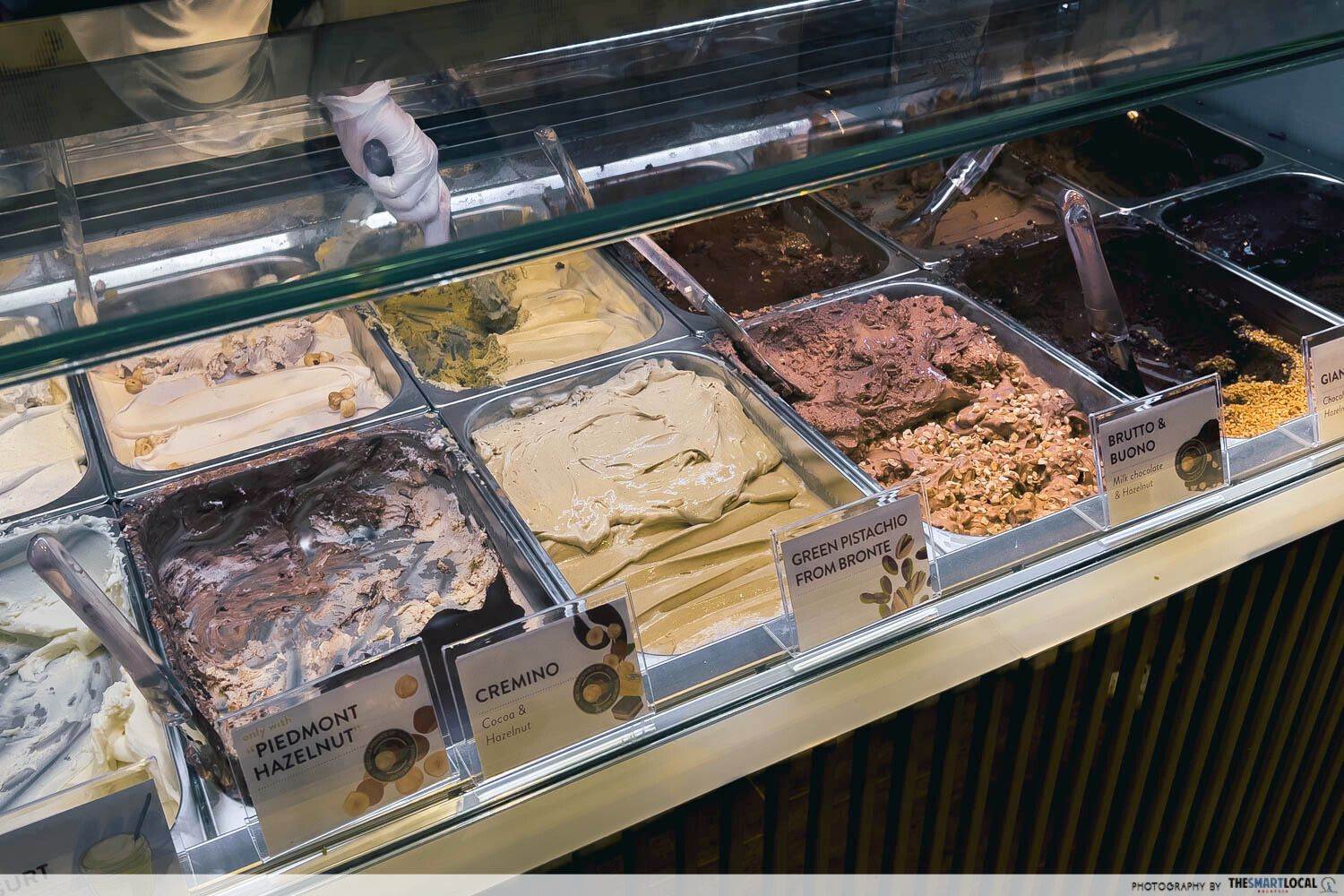 Venchi Malaysia's gelato flavour options