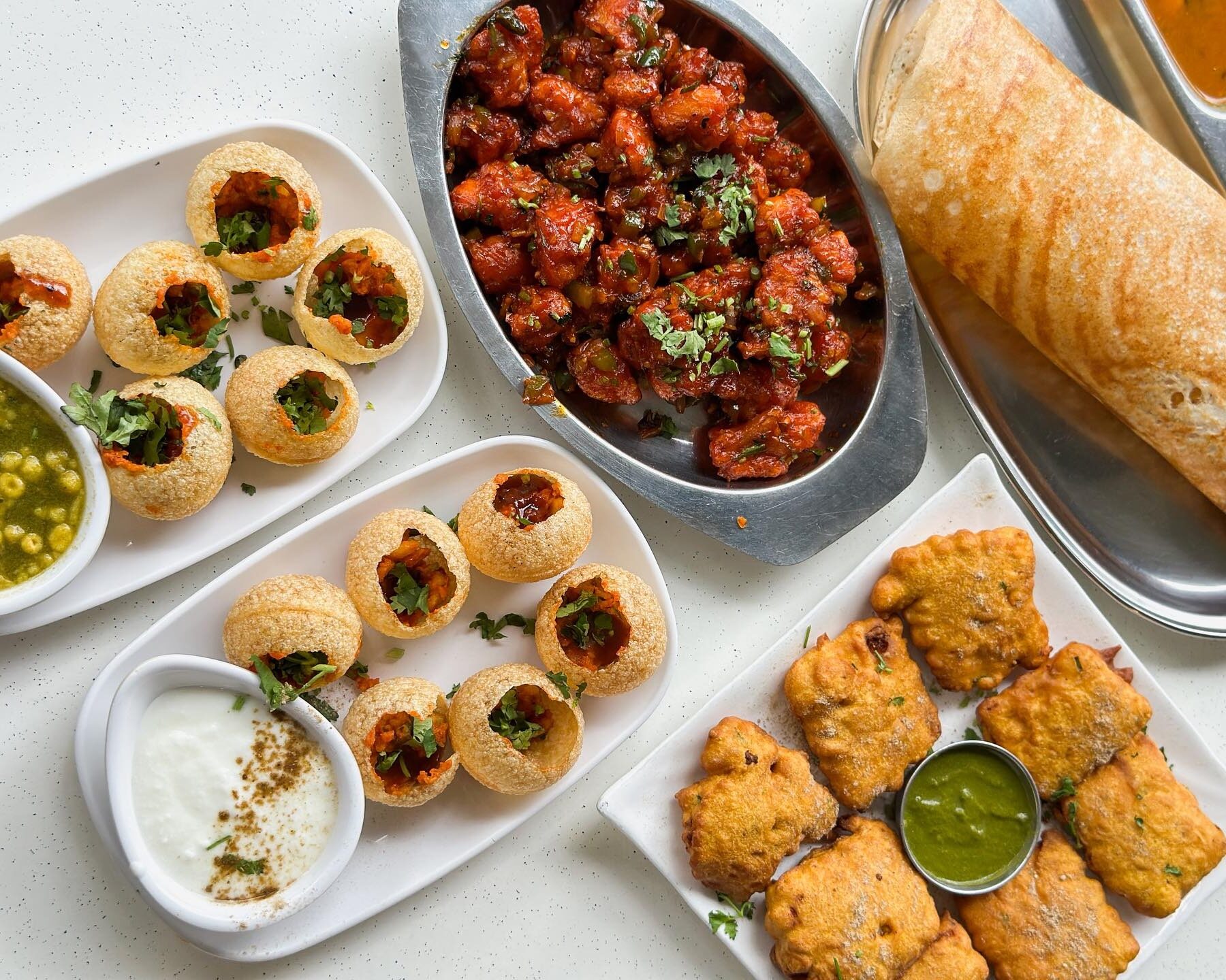pani poori and other Indian vegan dishes