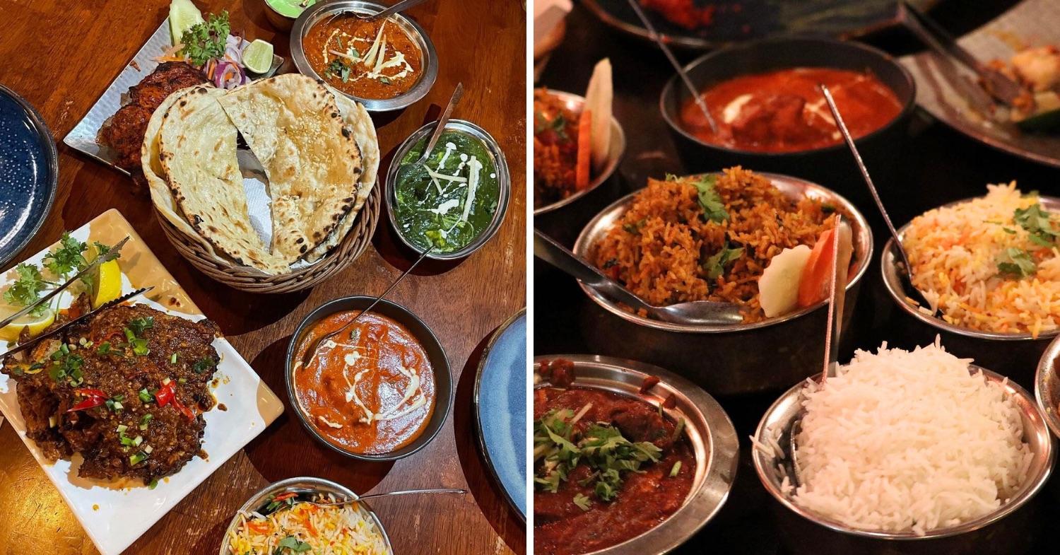 Indian biryani rice, curry, and roti