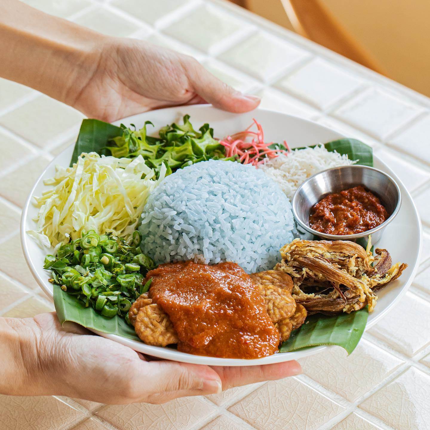 Vegan and vegetarian food in KL - nasi kerabu 
