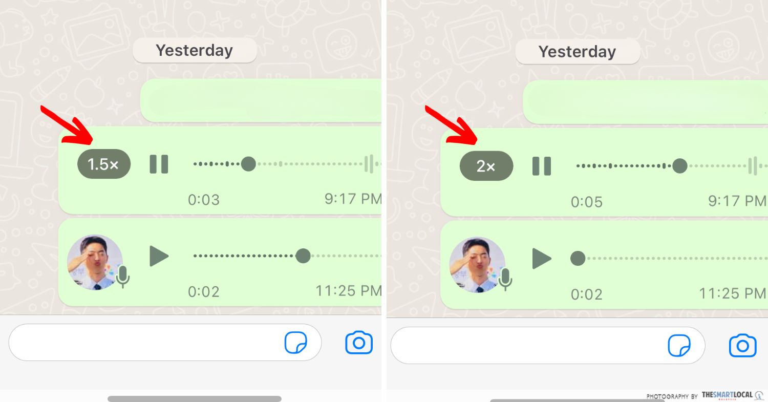 adjust the playback speed of audio messages