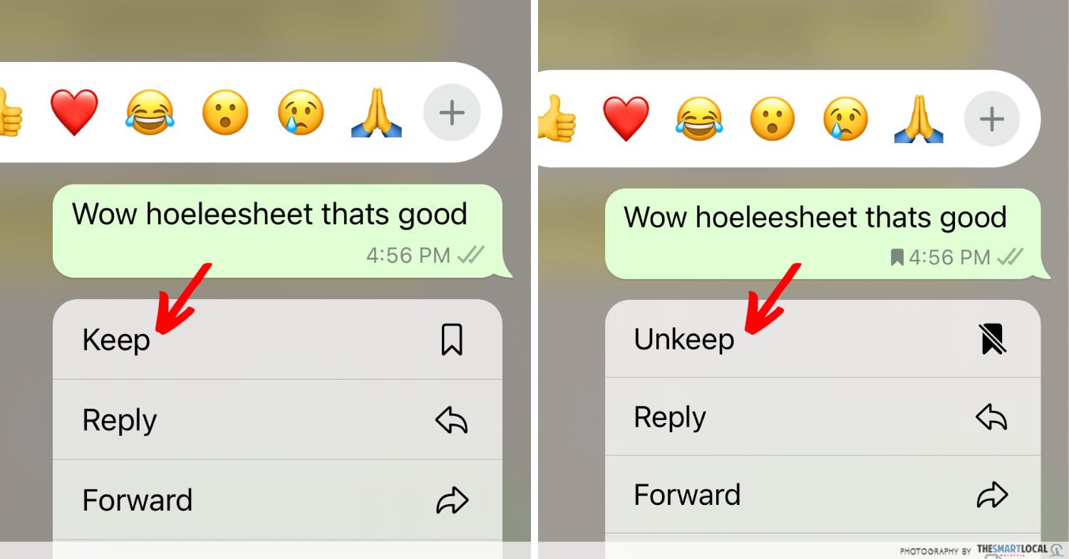 to keep and unkeep messages on whatsapp