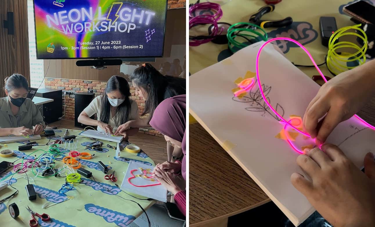 Craft workshops in KL - neon signs at Tuftme