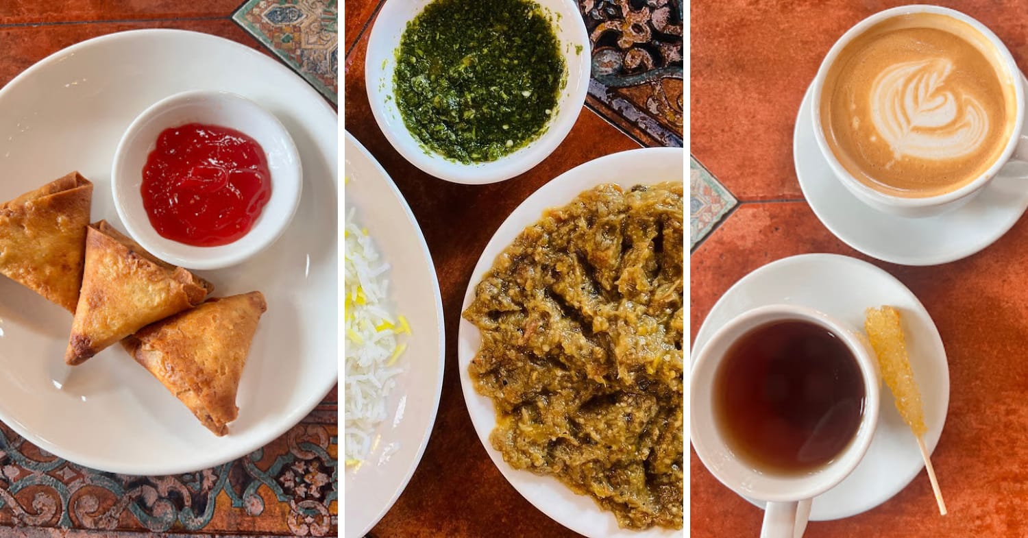 3 Collages featuring Iranian cuisines and hot beverages