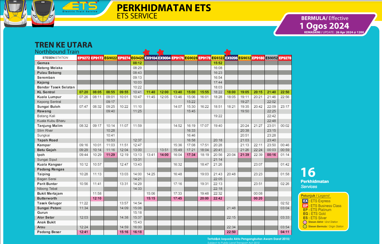 Schedule - KTMB introduces new ETS Express Service
