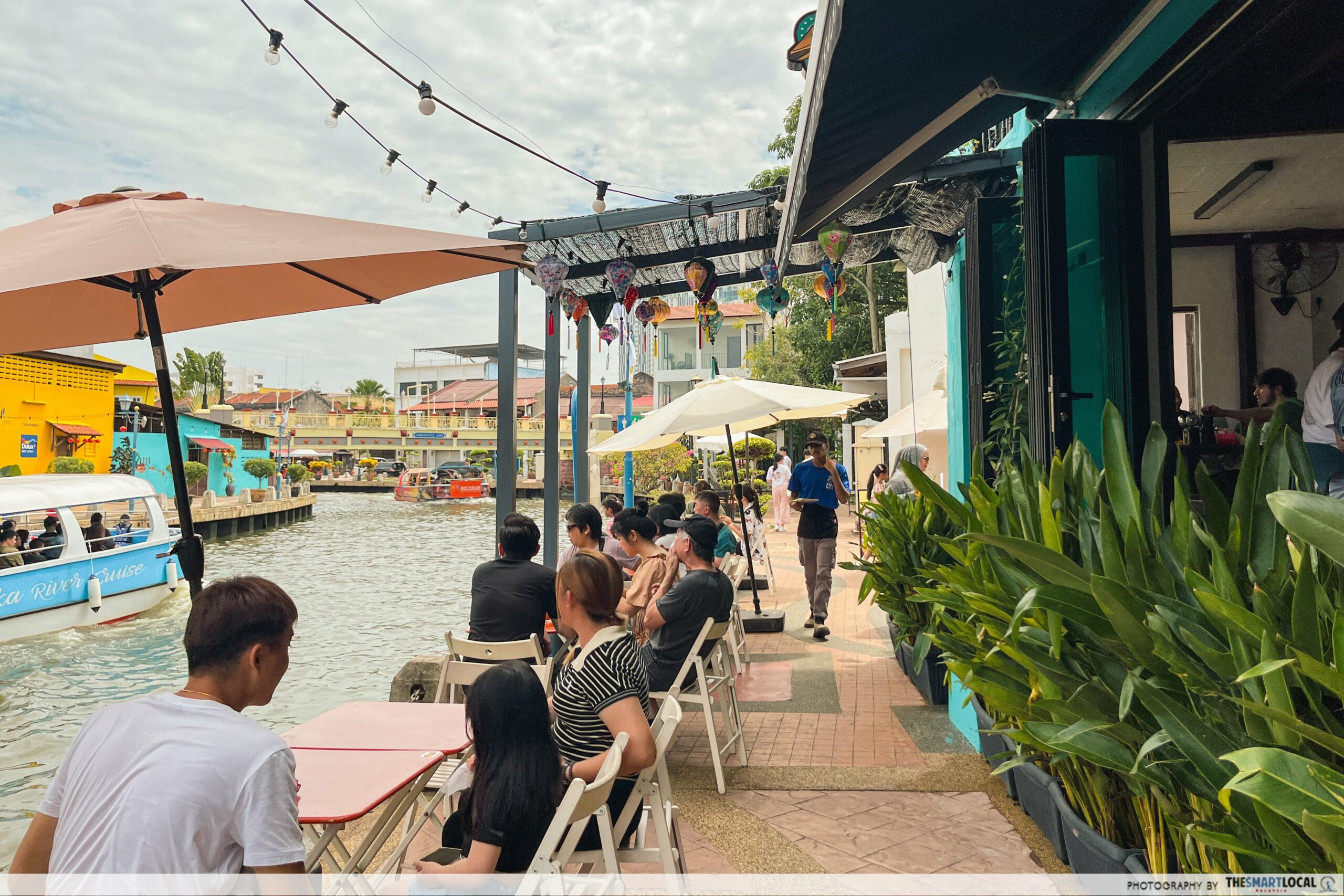 Outdoor seat facing the river