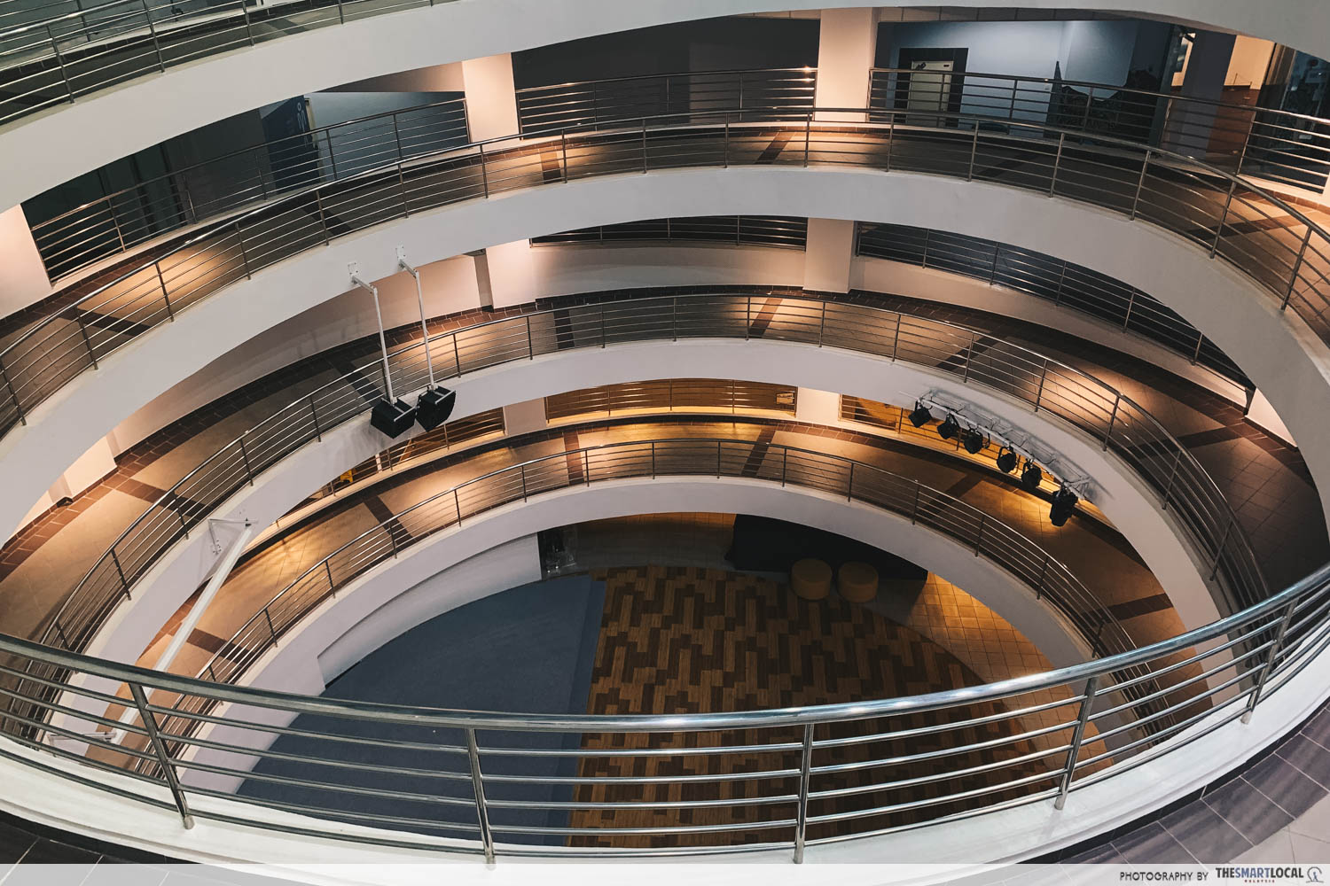 Stairs connecting the exhibits