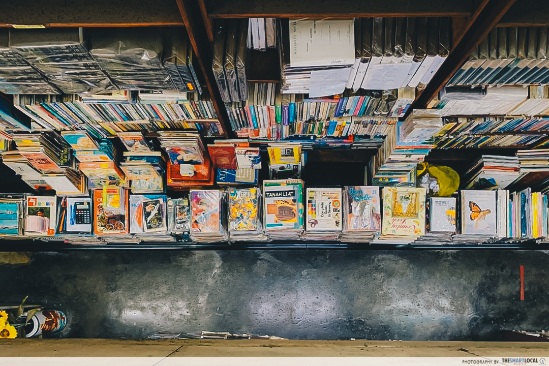 View of books from 2nd floor