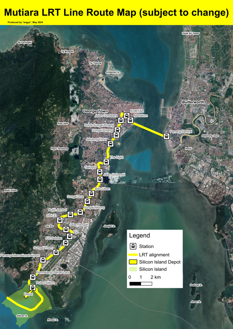 penang lrt - map