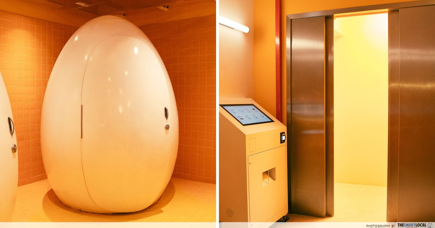 chicken & beer - egg-shaped toilets and elevator photobooth