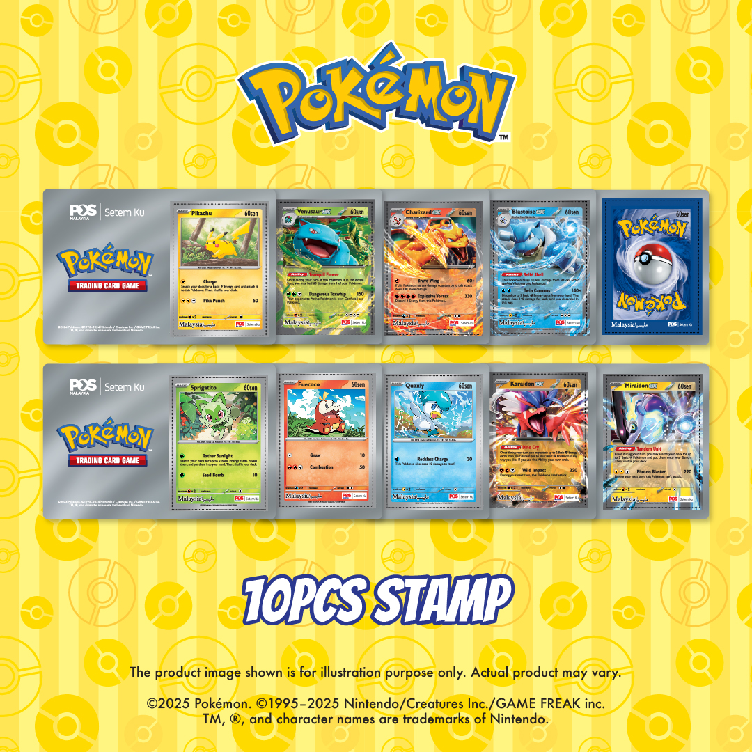 pokemon stamp set from pos malaysia 