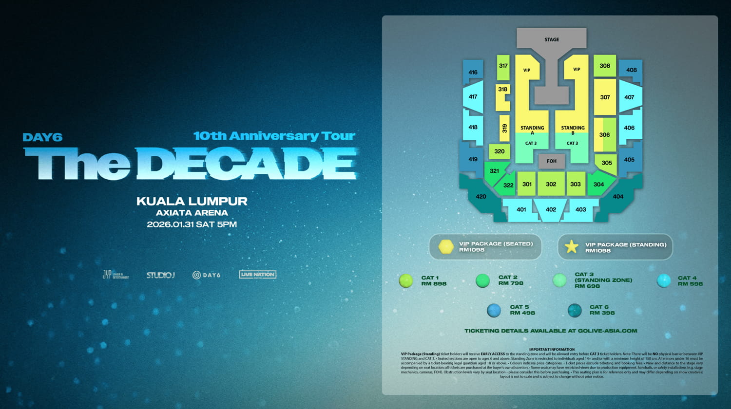 day6 malaysia concert - seat map