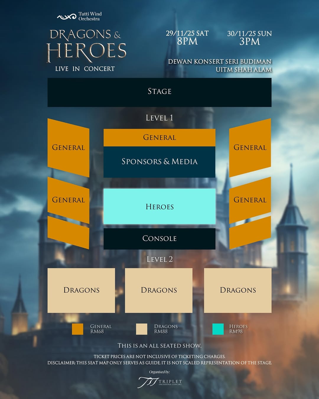 Dragons & Heroes Tutti Wind Orchestra - seating plan