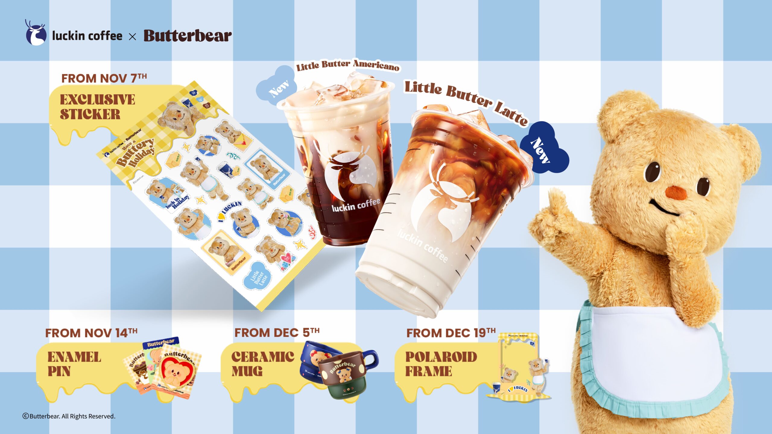 luckin coffee malaysia x butterbear - freebies