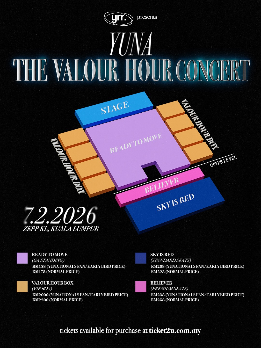 yuna the valour hour concert in malaysia - seat map