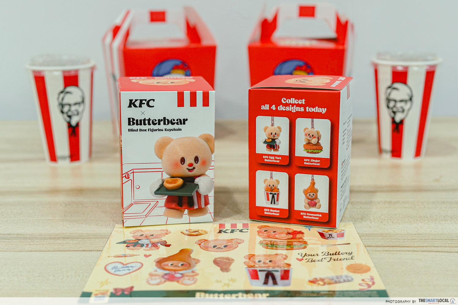 kfc collabs with butterbear - blind boxes and sticker sheet