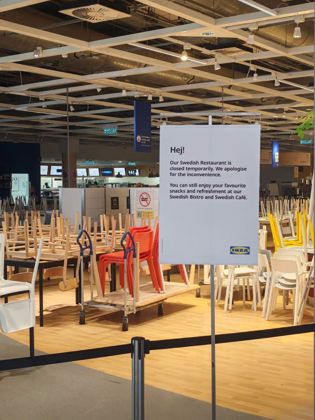 IKEA CHERAS SWEDISH RESTAURANT CLOSURE - CLOSURE SIGN