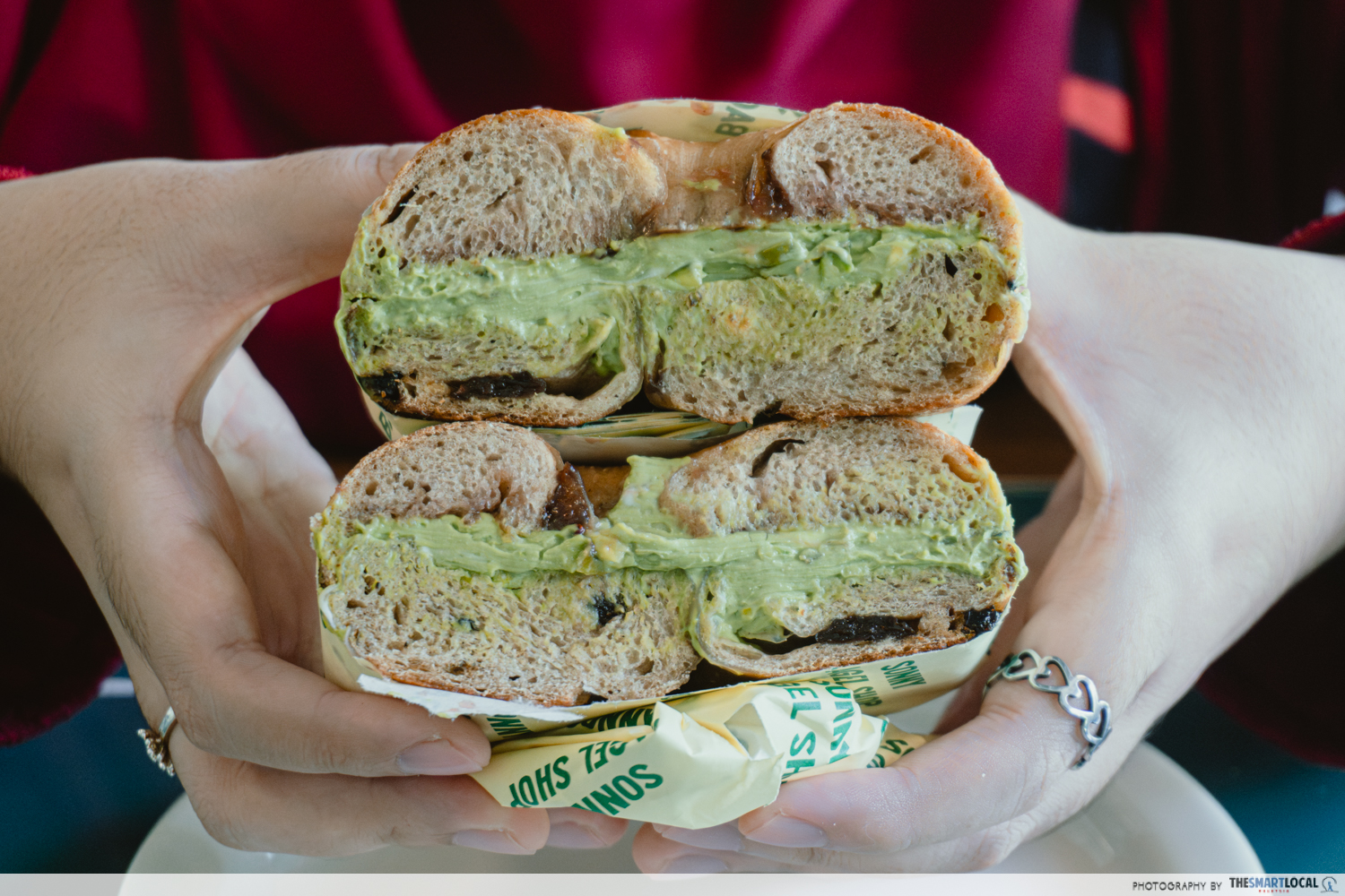 Sonny Bagel Shop - strawberry matcha bagel