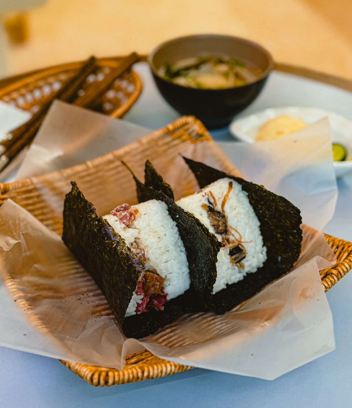 niko niko onigiri puchong - beef bacon and mushroom onigiri