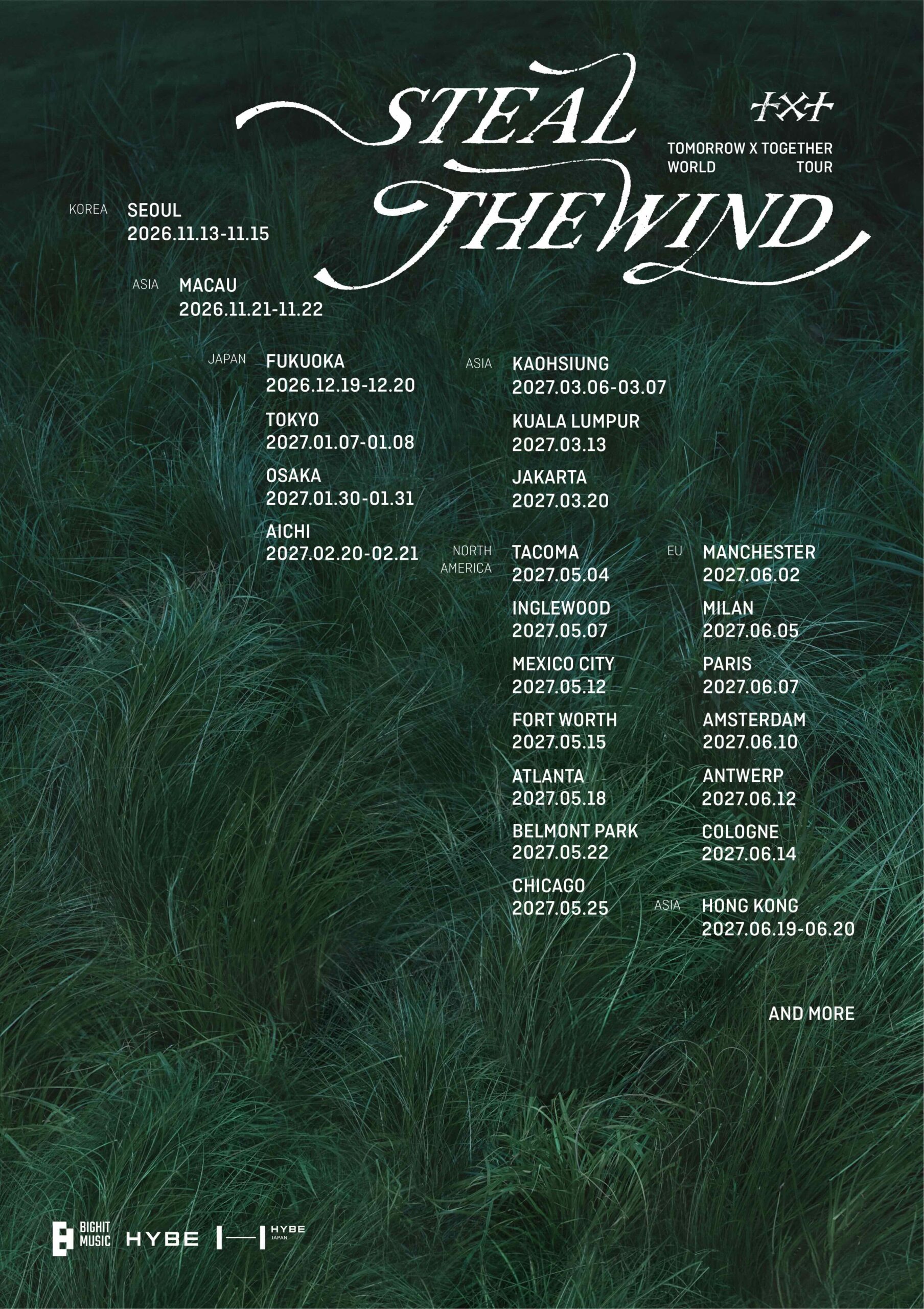 txt steal the wind world tour - tour dates