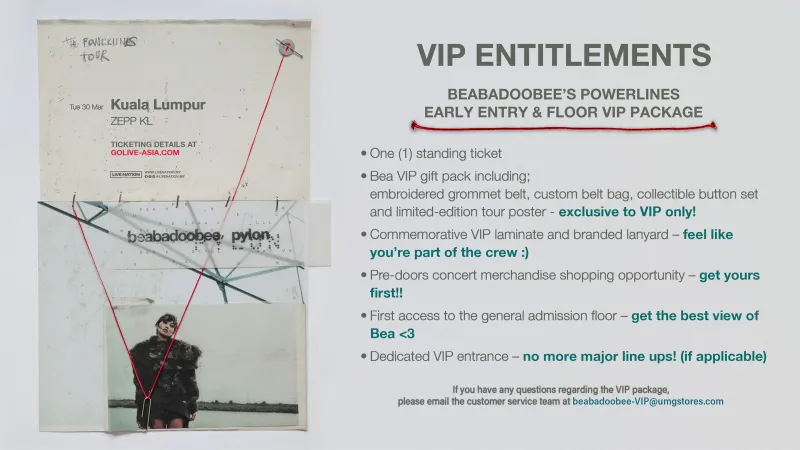 beabadoobee concert vip entitlements
